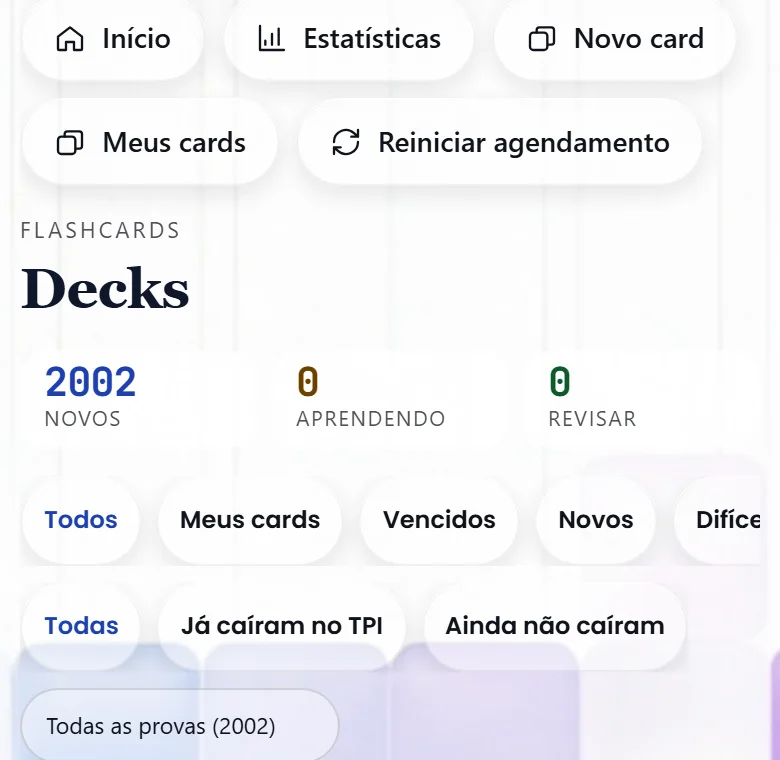 Tela de decks na Alpha 1.27: os mesmos números em tons mais escuros e legíveis