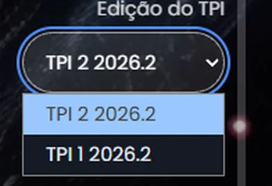 Lista Edição do TPI aberta no tema escuro com o visual padrão do navegador: caixa retangular e opção escolhida em azul claro